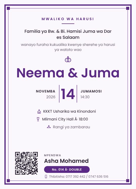 Wedding card, Classic Frame layout